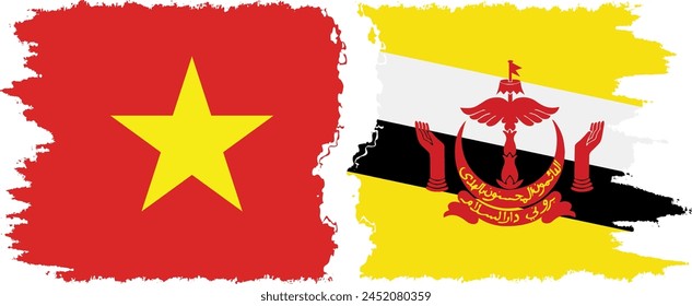 Brunei and Vietnam grunge flags connection, vector