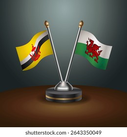 Brunei and Wales table flags relation with gradient backgrund