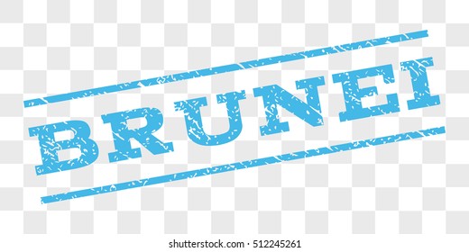 Brunei watermark stamp. Text caption between parallel lines with grunge design style. Rubber seal stamp with dirty texture. Vector light blue color ink imprint on a chess transparent background.