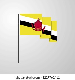 Brunei waving Flag creative background