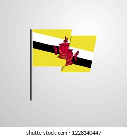 Brunei waving Flag design vector