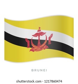 Brunei waving flag vector icon. National symbol of Brunei. Vector illustration isolated on white.