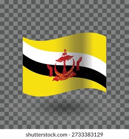 Fondo transparente aislado bandera ondulada de Brunei