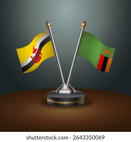 Brunei and Zambia table flags relation with gradient backgrund