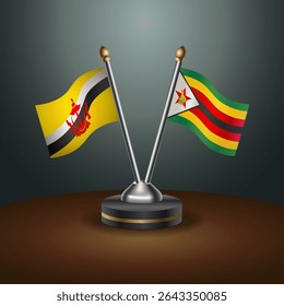 Brunei and Zimbabwe table flags relation with gradient backgrund