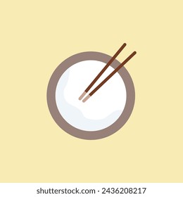 Bruneian cuisine Ambuyat vector illustration on yellow background
