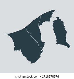 bruneiDarussalam map vector, isolated on gray background