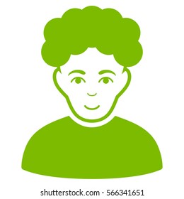 Brunet Man vector icon. Flat eco green symbol. Pictogram is isolated on a white background. Designed for web and software interfaces.