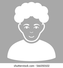 Brunet Man vector icon. Flat white symbol. Pictogram is isolated on a silver background. Designed for web and software interfaces.