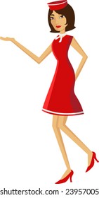 brunette air hostess in uniform