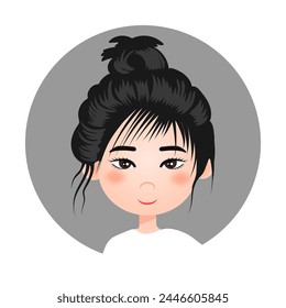 Brunette. Avatar, the Girl in the circle. Vector illustration