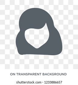 Brunette female woman long hair icon. Trendy flat vector Brunette female woman long hair icon on transparent background from Human Body Parts collection. High quality filled Brunette female woman long