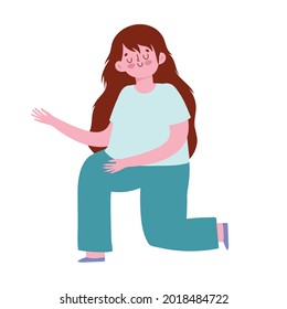 brunette girl cartoon isolated icon