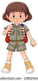 A brunette girl scout character illustration