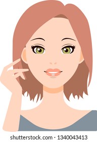 brunette girl with short hair holds hand at face