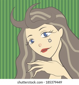 brunette girl with Taurus