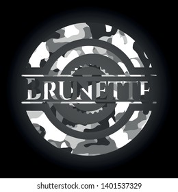 Brunette grey camouflaged emblem. Vector Illustration.