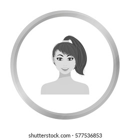 Brunette icon in monochrome style isolated on white background. Woman symbol stock vector illustration.