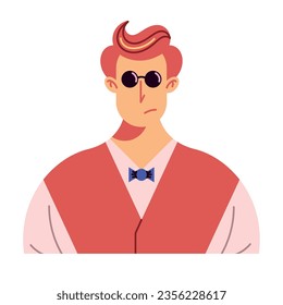 brunette man with sunglasses vector isolated