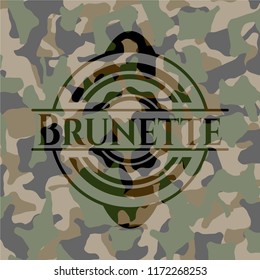 Brunette on camo pattern