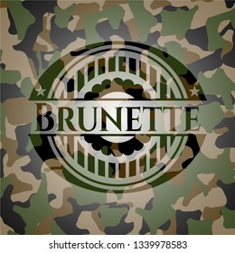 Brunette on camo texture
