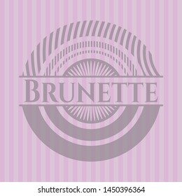 Brunette retro pink emblem. Vector Illustration. Detailed.