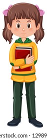A brunette student character illustration