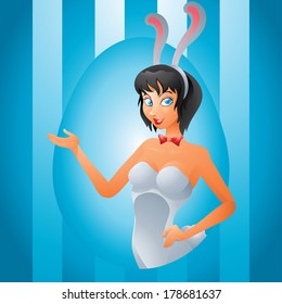 Brunette woman easter egg