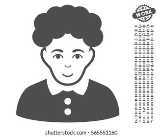 Brunette Woman icon with bonus men icon set. Vector illustration style is flat iconic gray symbols on white background.