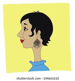 brunette woman in profile