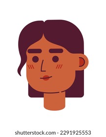 Brunette woman with straight neck length hair semi flat vector character head. Editable cartoon style face emotion. Simple colorful avatar icon. Spot illustration for web graphic design and animation