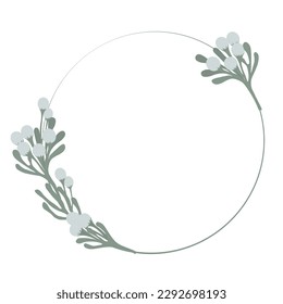 Brunia  flower for a bouquet. Dried flower. Wedding decor. Vector illustration. Round frame for the invitation. Wedding element.