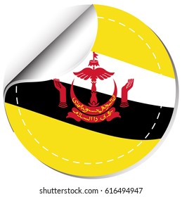 Brunie flag design on round sticker illustration