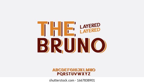 the bruno layered version, a bruno fun vintage outdoor font series with layered shadow 