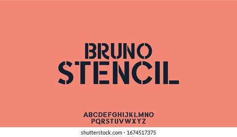 bruno stencil, fun and playful vintage alphabet vector typeset font