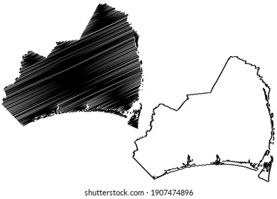 Brunswick County, North Carolina State (U.S. county, United States of America) map vector illustration, scribble sketch Brunswick map