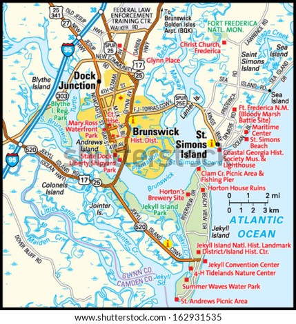 Brunswick, Georgia area map