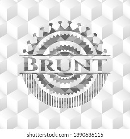 Brunt grey badge with geometric cube white background