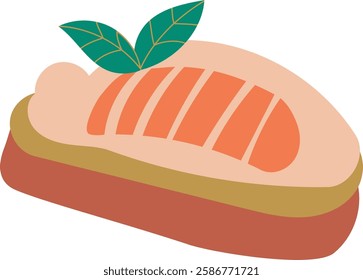 Bruschetta with cream cheese,  basil and salmon on transparent background. Great for posters, advertisements, banners, flyers and menus