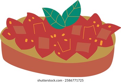 Bruschetta with cream cheese,  basil and tomato on transparent background. Great for posters, advertisements, banners, flyers and menus