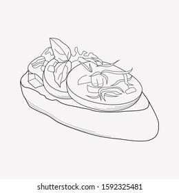 Bruschetta icon line element. Vector illustration of bruschetta icon line isolated on clean background for your web mobile app logo design.