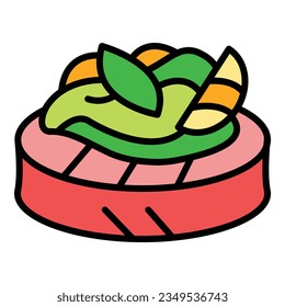 Bruschetta icon outline vector. Food canape. Italian menu color flat