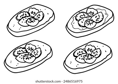 Bruschetta line art artistic design drawing hand illustration