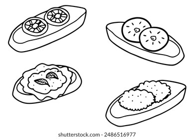 Bruschetta line art captivating design artwork hand drawing