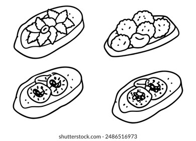Bruschetta line art creative design artwork hand drawing