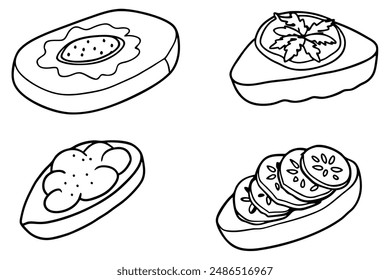Bruschetta line art elegant design drawing hand illustration