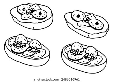Bruschetta line art refined design hand drawing illustration