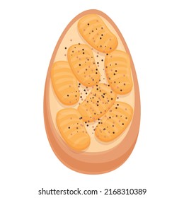 Bruschetta recipe icon cartoon vector. Bread cheese. Salmon board