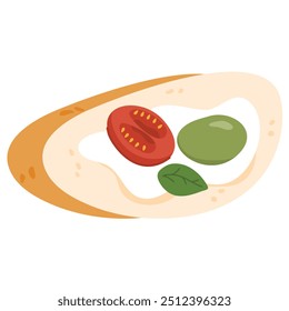 Bruschetta with Tomatoes Illustration breakfast