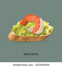 Bruschetta. Vector hand drawn Illustration.